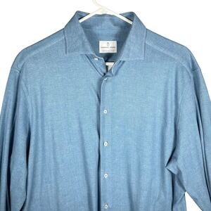 Emanuel Berg Button Down Shirt Mens L Blue Modern Fit Cotton Jersey BY-Byron 37